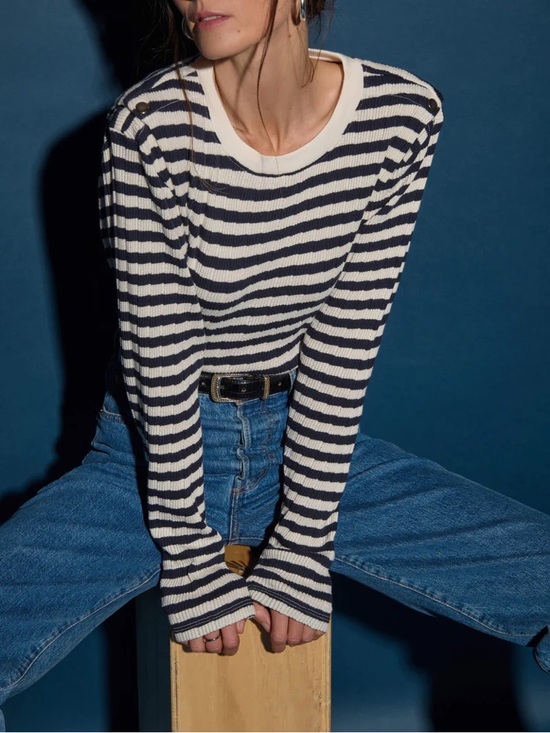 Evereve Tops - Evereve Nation LTD Thermal Waffle Striped Long Sleeve Top